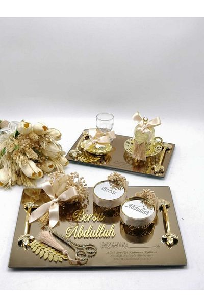 ZEKAAVM 2-Piece Promise Tray Groom's Coffee Engagement Tray