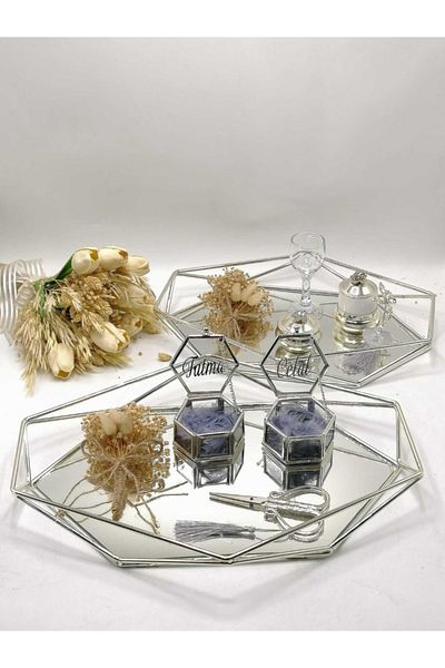 ZEKAAVM 2-Piece Promise Tray Groom's Coffee Engagement Tray