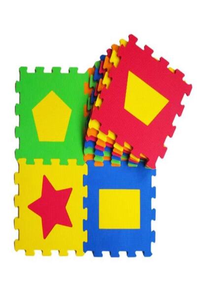 PODİUM GİYİM Eğlenceli Geometrik Şekiller 9 Parça Eğitici Bebek Puzzle Oyun M...