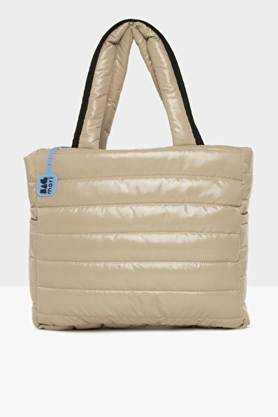 Bagmori Γυναικεία Rail Φουσκωτή Τσάντα Πουφ Mink 000006249