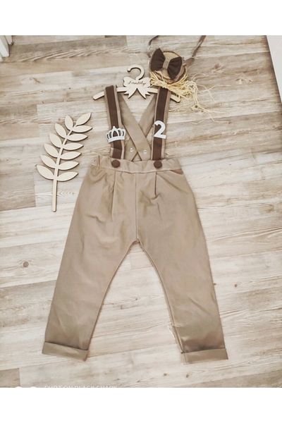 Feriatolye Sand Color Coffee Color Baby Boy Trousers Salopet