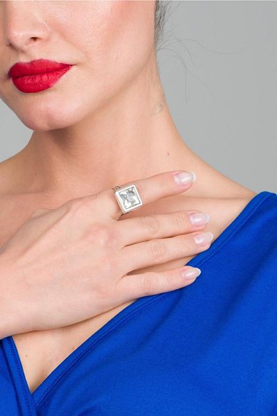 ZeyDor Accessories زيدور خاتم حجر الكريستال الأبيض 1590
