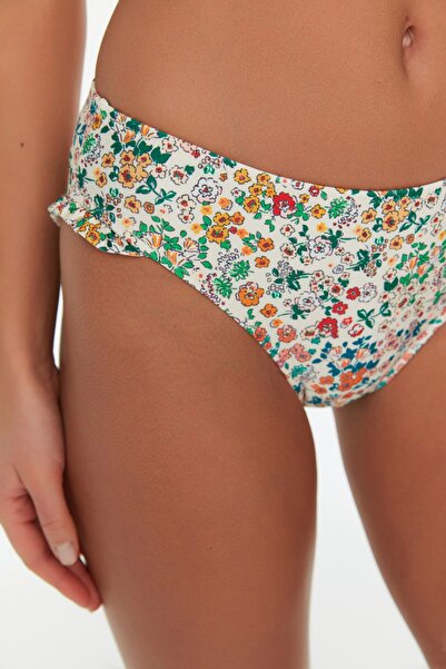 Trendyol Collection Floral Pattern Bralette Ruffle Regular Leg Bikini Set TBESS22BT0085