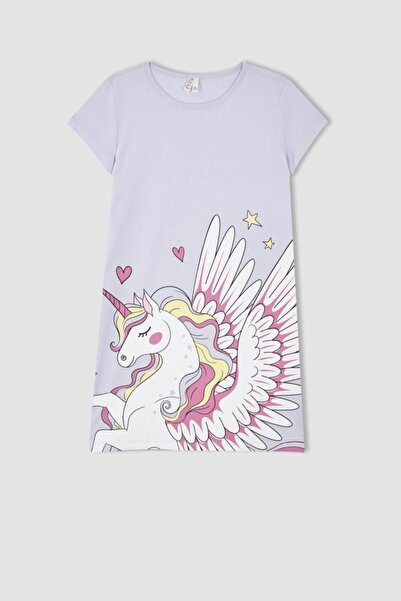 DeFacto Kız Çocuk Regular Fit Unicorn Baskılı Kolsuz Penye Yazlık Elbise