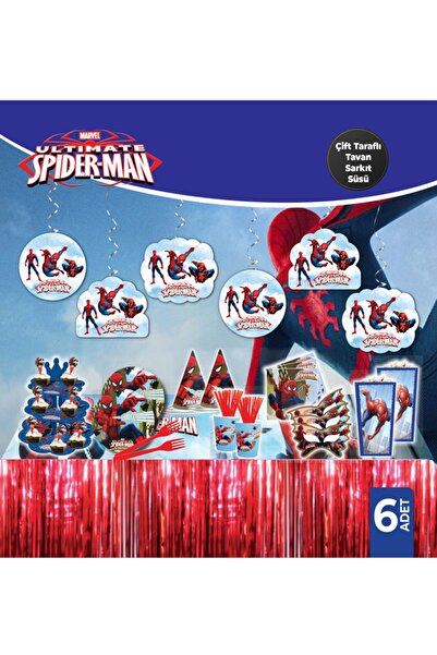 Parti dolabı Örümcek Adam Spiderman Temalı 6 Lı Sarkıt Tavan Süsü