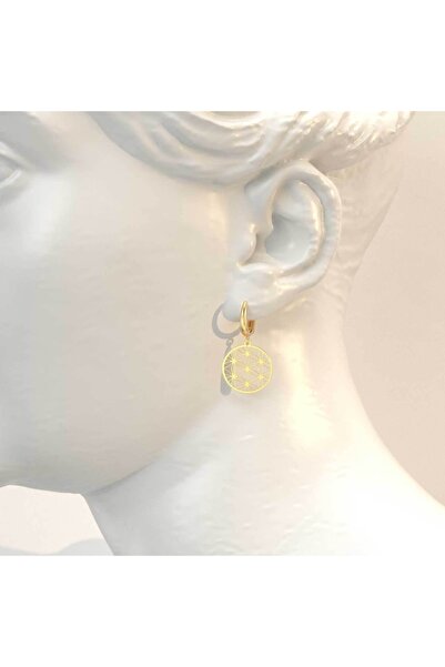 İNDİGO TAKI Yaşam Çiçeği Altın Kaplama Gümüş Küpe