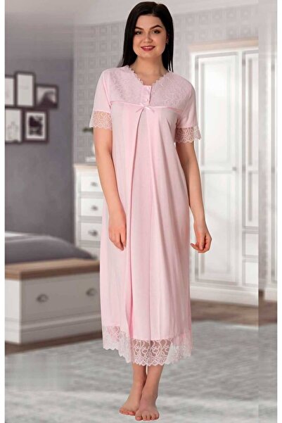 LOHOUSE ثوب نوم قطني صيفي من الدانتيل الوردي للحوامل والحوامل