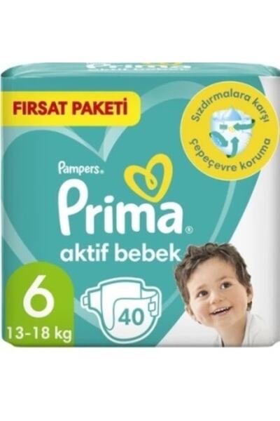 Prima Bebek Bezi Aktif Bebek Fırsat Paketi 6 Beden 40 Adet