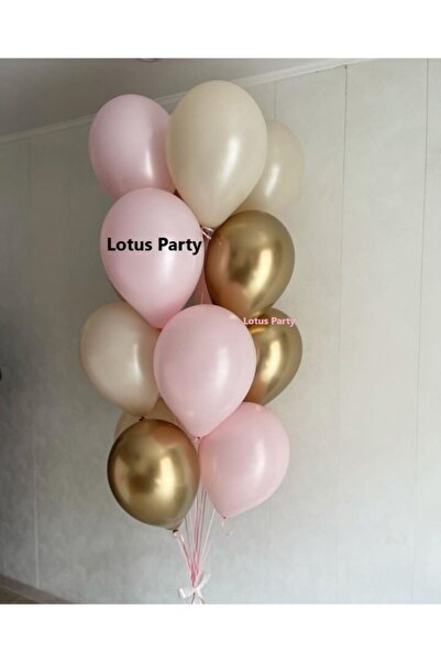 LOTUS PARTY 10 قطع - طقم بالونات كروم ذهبي - وردي - أبيض