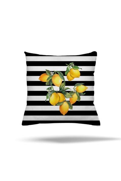 Pelangi غطاء وسادة بسحاب بنمط الليمون وغطاء وسادة للمقعد