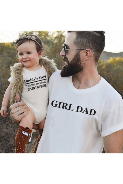 venüsdijital تي شيرت أبيض بتصميم Gırl Dad (إذا كنت ترغب في إضافة منتج واحد، أضف 2 قطعة إلى السلة)
