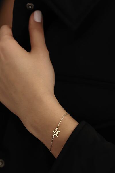 GençTaş Kuyumculuk 14 Ayar Altın Kadın Lotus Çiçeği Bileklik