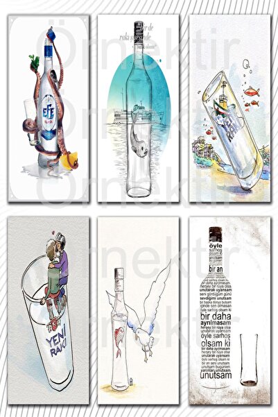 hediyeniburadabul Set de pictură cu tematică alcool/raki, 6 piese