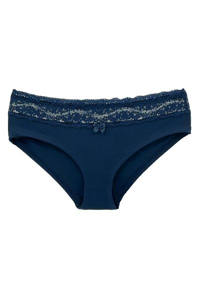 HNX Chiloți de damă cu jumătate de boxer hipster din dantelă din bumbac albastru bleumarin