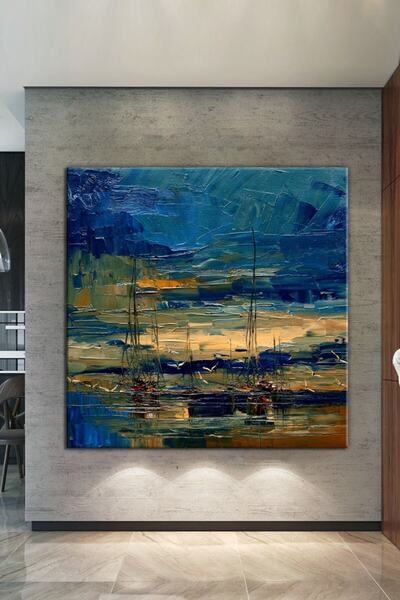 Nazenin Design Платноходки Художествена картина с маслени бои Ефект на платно