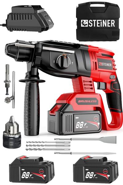 STEİNER Germany Technology 88 V 5 Ah Kömürsüz Motorlu Çift Akülü Kırıcı Delic...