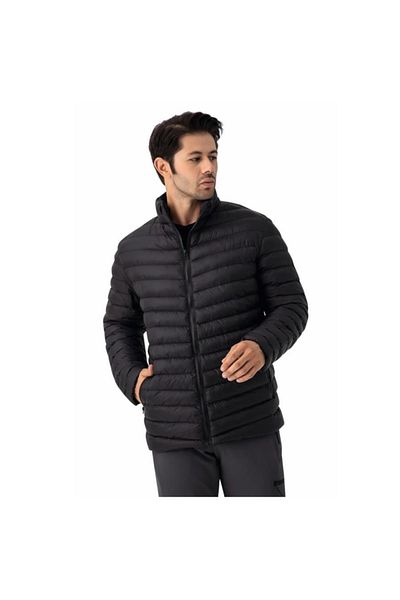 Crozwise Men's Coat Black Filled Coat Men's Coat