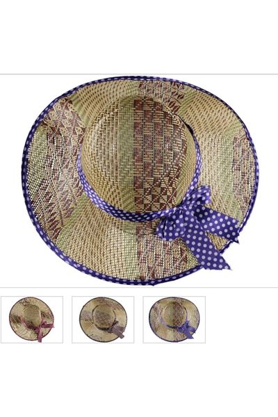 Kardelen Butik Denizli Pălărie de paie pentru femei de vară (liliac)