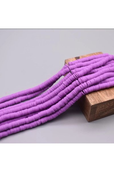 platin hediyelik ( 2 Strings ) Purple Color Fimo Beads 6mm
