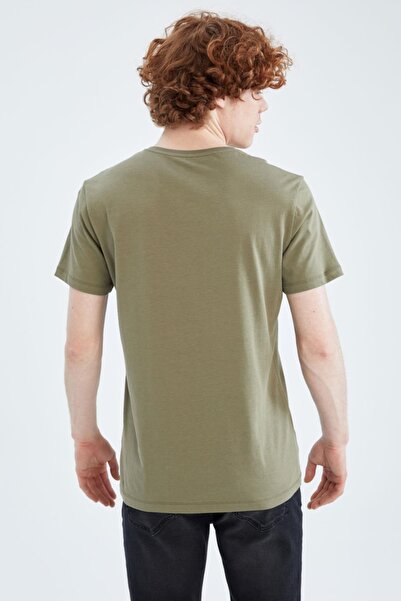 DeFacto Slim Fit Crew λαιμόκοψη με κοντό μανίκι, βαμβακερό χτενισμένο μπλουζάκι