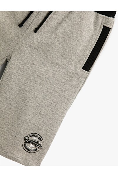 Koton Erkek Çocuk Giyim Slogan Baskılı Şort Pamuklu Beli Bağcıklı 2skb40009tk Gri