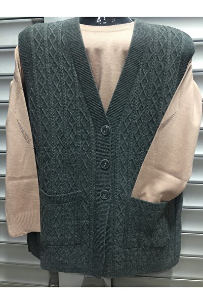 DOLİN Tesettür Anne Düğmeli Triko Kısa Yelek