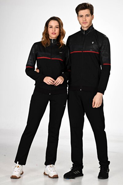 Fantasy Kadın Siyah Yarım Balıkçı Yaka Boydan Fermuarlı Iki Iplik Eşofman Tak...