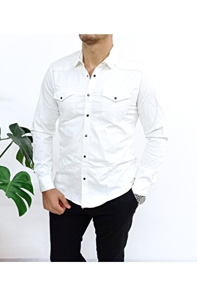 YNGMENCLASS Πουκάμισο τζιν Γκαμπαρντίνα σε χρώμα Lycra