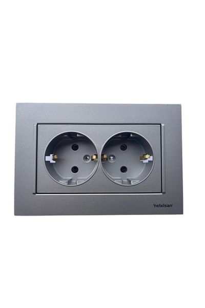 Netelsan Double Grounded Socket Matte Silver