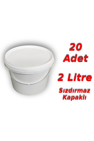 Decotone 2 Lt Plastik Kapaklı Kova Hobi Boya Gıda Yoğurt Kovası Beyaz - 20 Adet
