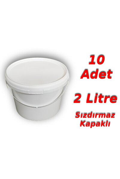 Decotone 2 Lt Plastik Kapaklı Kova Hobi Boya Gıda Yoğurt Kovası Beyaz 10 Adet