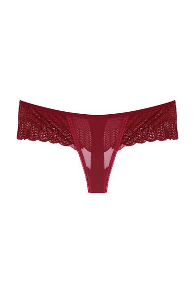 Zena Chiloți de damă din tul bordeaux cu dantelă laterală