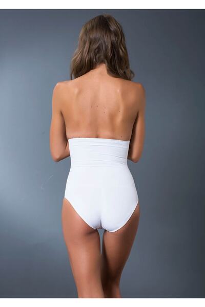 Siyah İnci Corset alb fără sudură cu talie în creștere