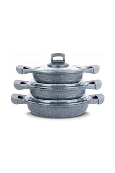 ThermoAD Cast Iron 3-Piece Saucepan Set Gray