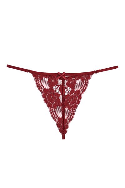 Zena Burgundy Lace Detailed Rope String Women's Panties