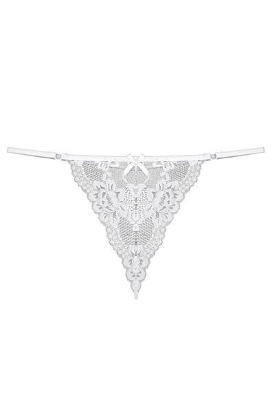 Zena White Women's Panties with Lace Detail - Rope String