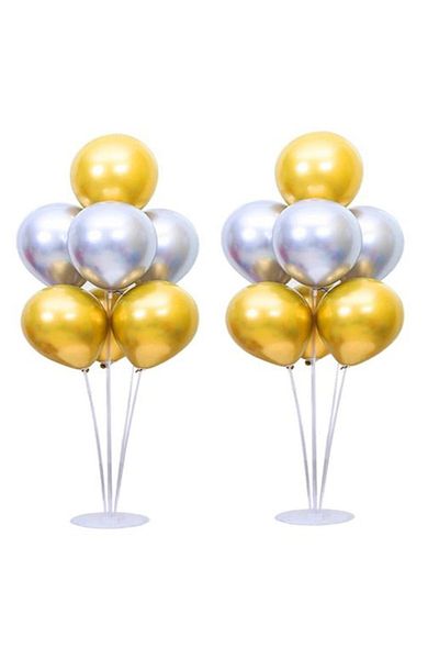 Happyland 1 Piece Silver Gold Chrome Balloon Stand with 7 Balloons
