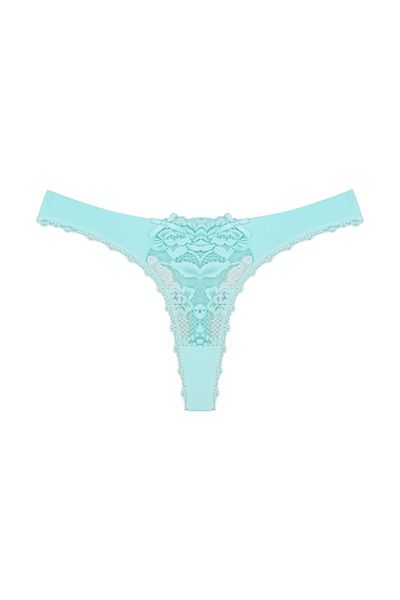 Zena Turquoise Lace Detailed Thong Women's Panties