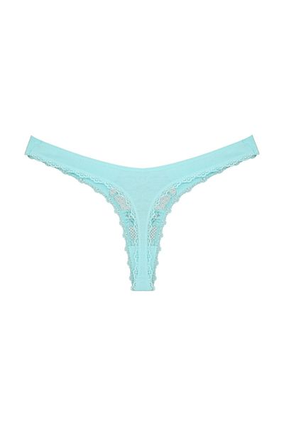 Zena Turquoise Lace Detailed Thong Women's Panties
