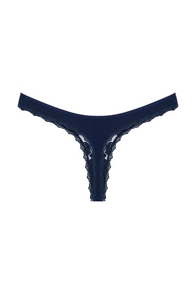 Zena Navy Blue Lace Detailed Thong Women's Panties