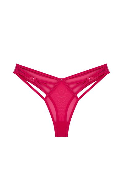 Zena Plum Front and Back Tulle Side Rope Fancy Thong Women's Panties