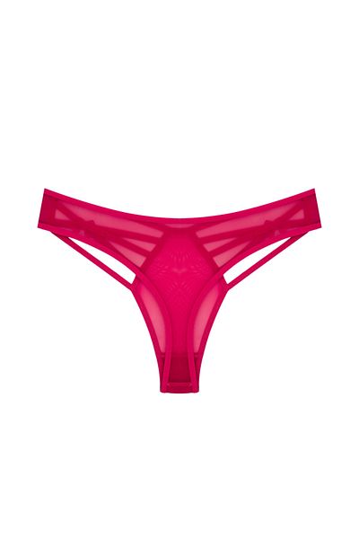 Zena Plum Front and Back Tulle Side Rope Fancy Thong Women's Panties