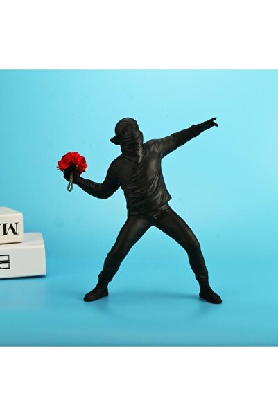 CajuArt Banksy Çiçek Atan Adam Modern Biblo Ev Ofis Dekor Hediye