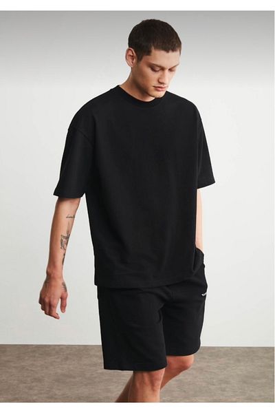 JAKARLI Μπλουζάκι Unisex Oversize Μαύρο Premium Υφασμάτινο