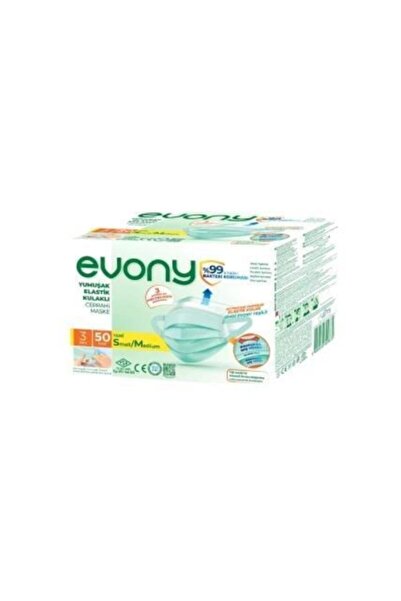 Evony Yeşil Elastik Kulaklı Small Medium Meltblown 50 Adet