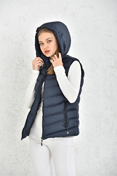 WAPP Унісекс Синій Мікрогелевий Наповнювач Знімний Капюшон на блискавці Надувний Жилет