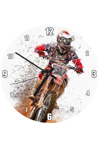 Cakatablo Motocross Racing Mud Floor Visual Wall Clock (Diameter 30X30 cm)