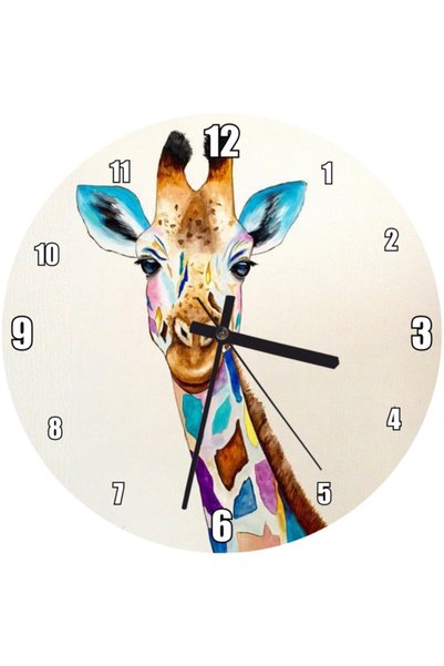 Cakatablo Colorful Giraffe Digital Drawing Wall Clock (Diameter 30X30 cm)