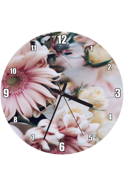 Cakatablo Pink Calla Lily Flower and Yellow Rose Visual Wall Clock (Diameter ...