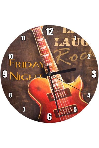 Cakatablo Guitar Speech Billboard Wall Clock (Diameter 30X30 cm)